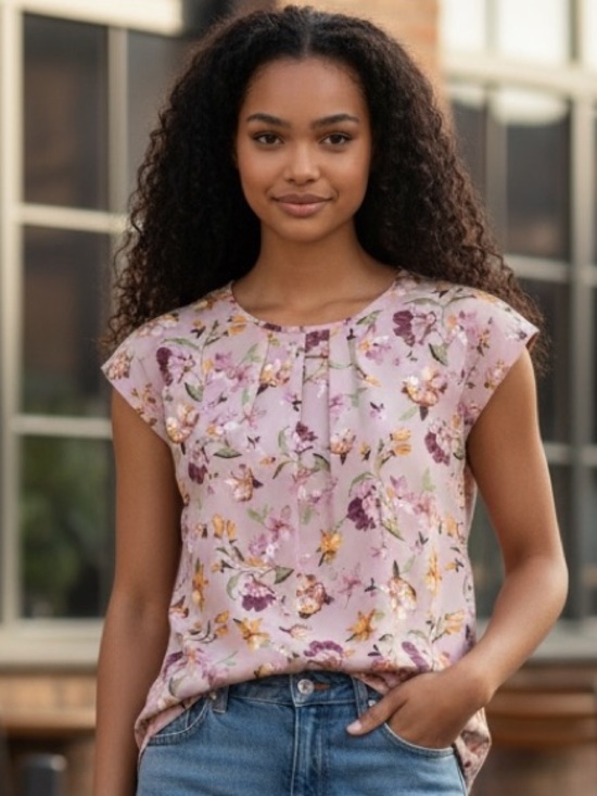 Alice Blue Tops - Alice Blue Floral Blouse - Rose and Burgundy